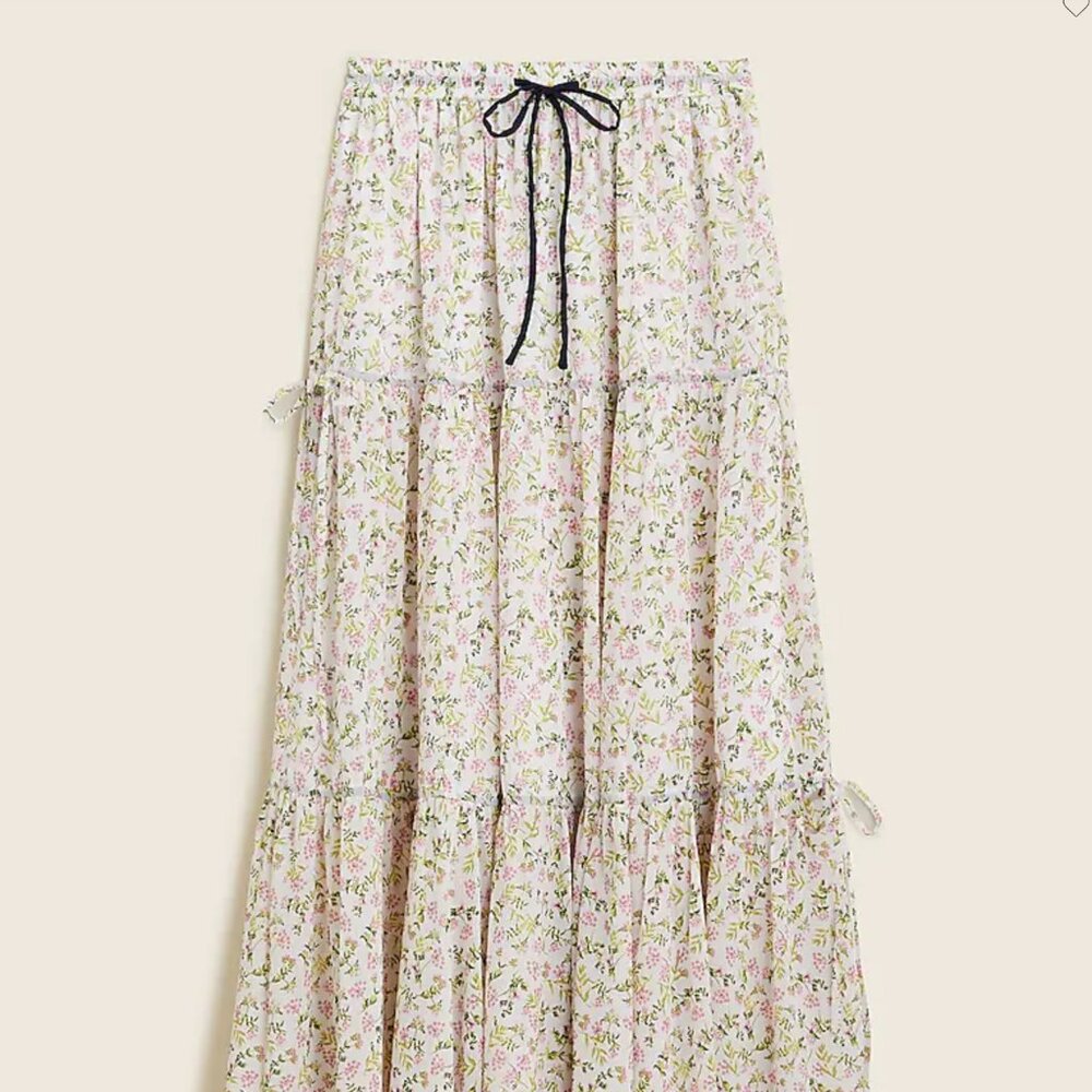 NWT J. Crew Tiered Chiffon Maxi Skirt in Meadow Floral Size XL